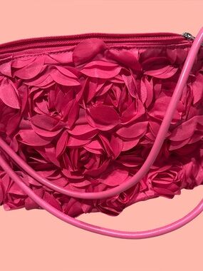 Pink Floral Textured Shoulder Bag